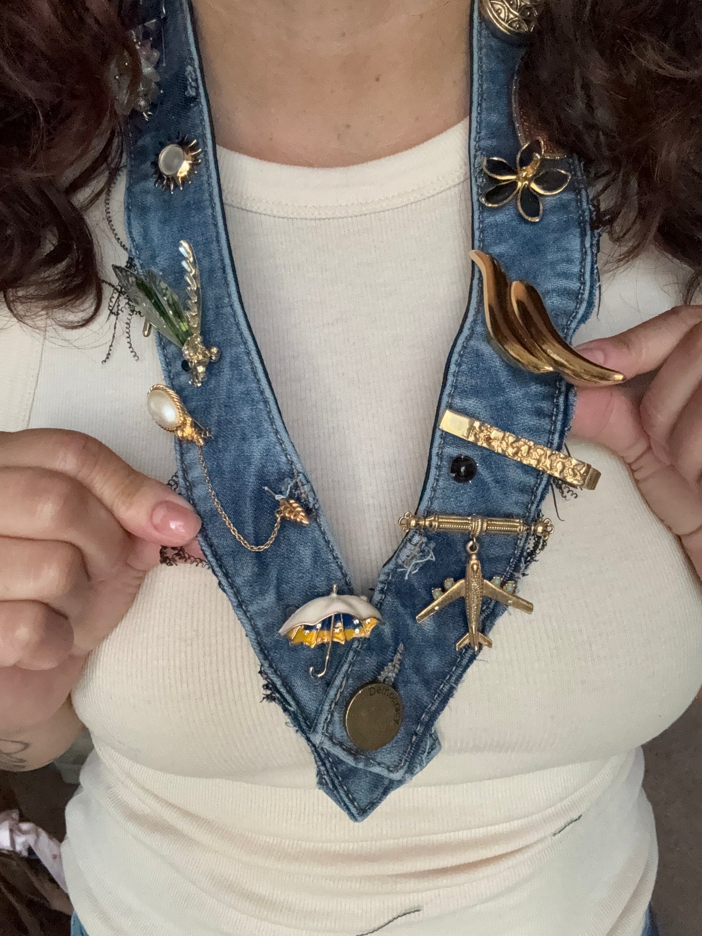 Upcycled Denim Brooch Holder