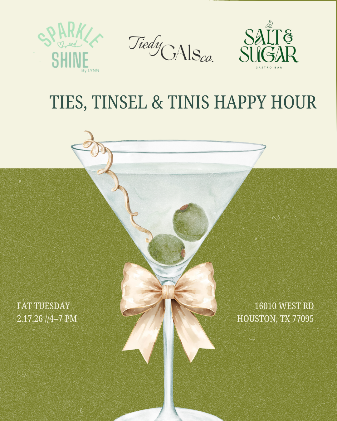 TIES, TINSEL & TINIS HAPPY HOUR - RSVP